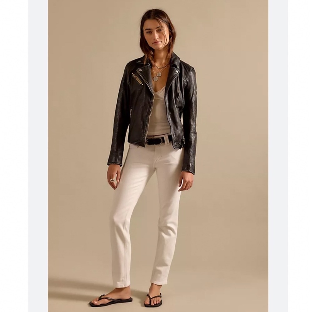 Free People Oracle Low Rise Slim Straight Leg Optic White Jeans New!
